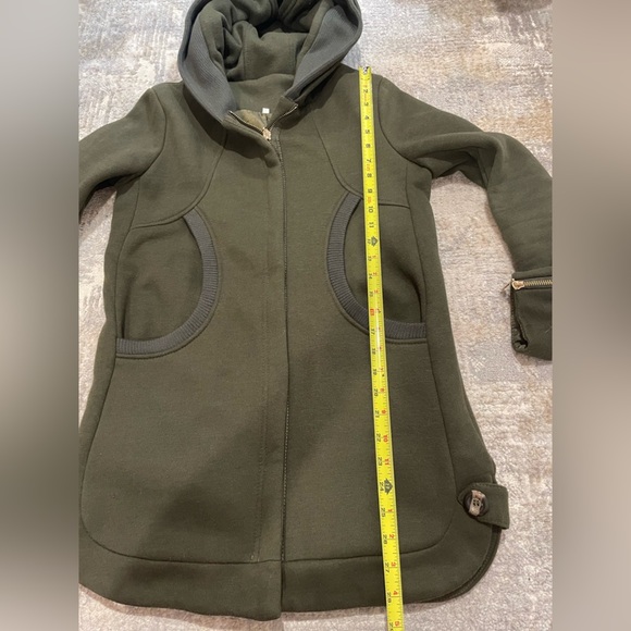 Women’s Olive Green Hooded Sweatshirt Jacket Full Zip Size 2 - Picture 11 of 13